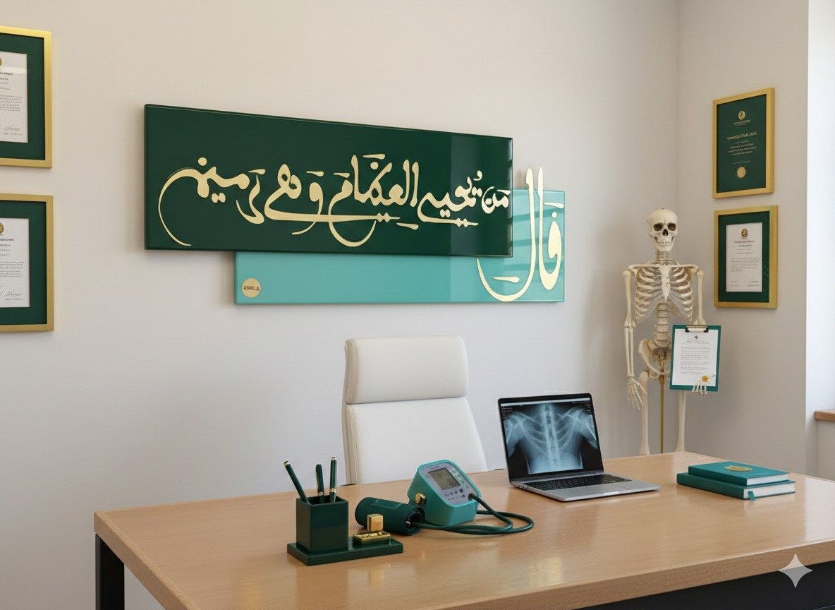 تفاصيل الخط بالنحاس على الخلفية الخضراء