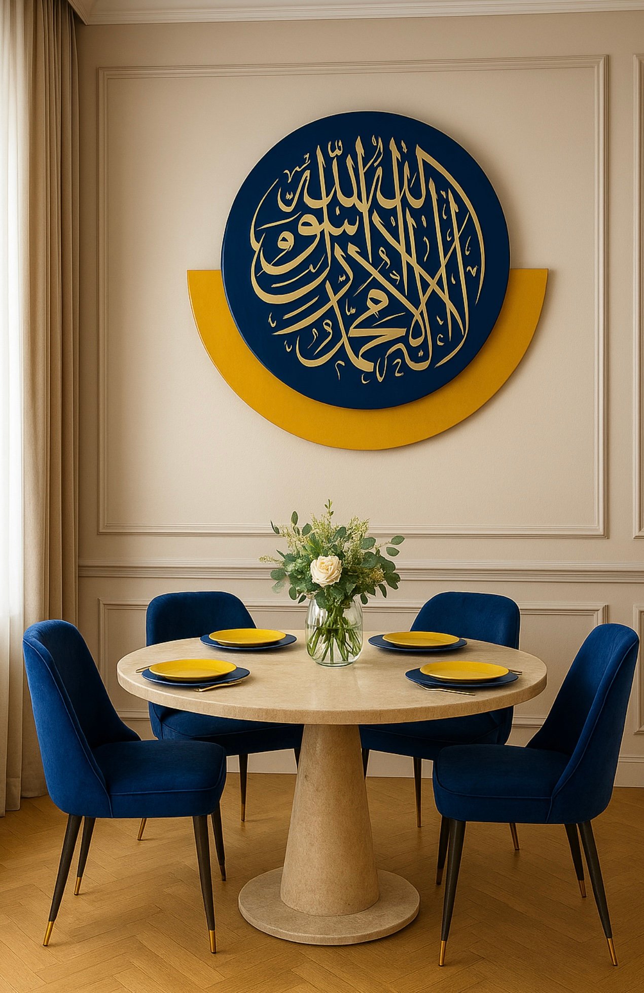 اللوحة في قاعة طعام عصرية